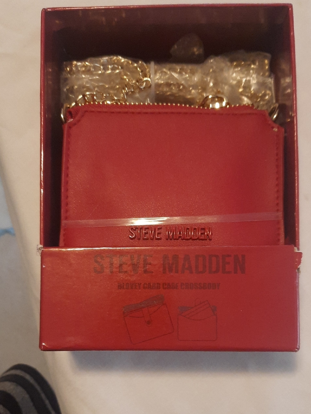 Steve Madden Red Card Case Crossbody with Gold Chain